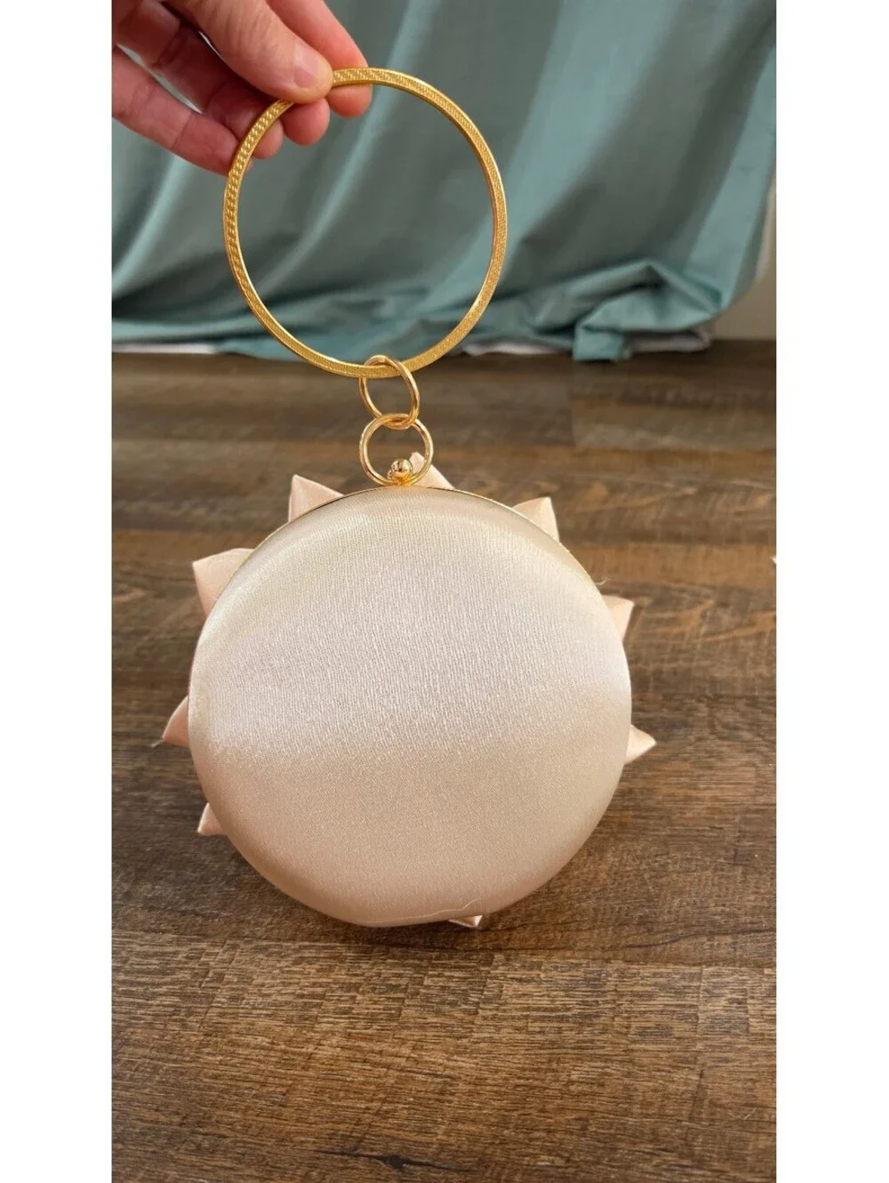 Elegant Satin Gold Sunflower Evening Clutch Bag with Chain Strap